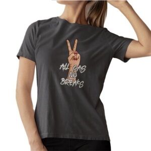 The Blind Medium | Heather Grey ALL GAS NO BREAKS PEACE Woman’s Short Sleeve T